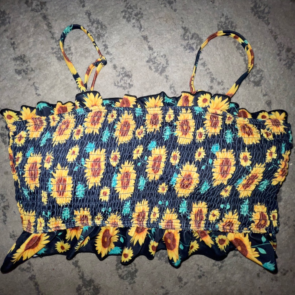 sunflower ruffle bandeau swim top bikini